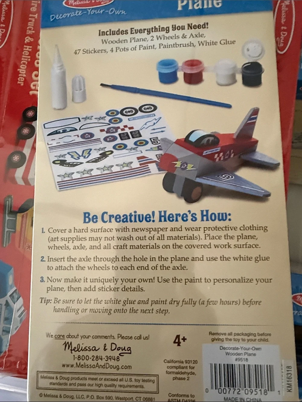 Melissa & Doug Natural Wood & Blue Decorate-Your-Own Plane Kit